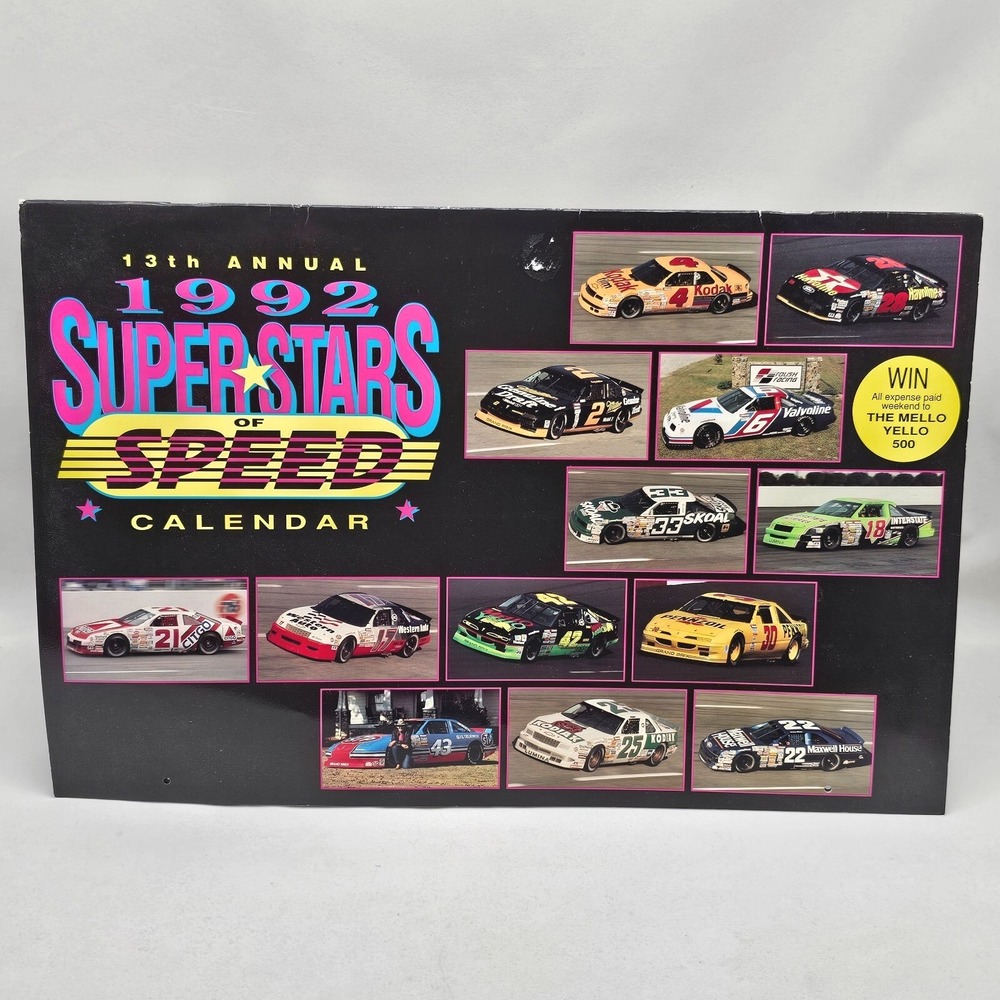 1992 Superstars of Speed NASCAR Calendar 13th Annual Racing NO WRITING Vintage